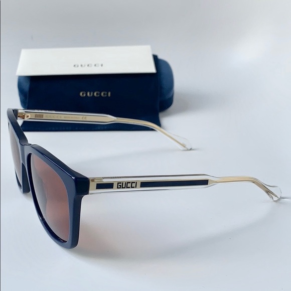 Gucci Sunglasses GG0558S 005 Blue / Crystal / Red - Picture 3 of 7